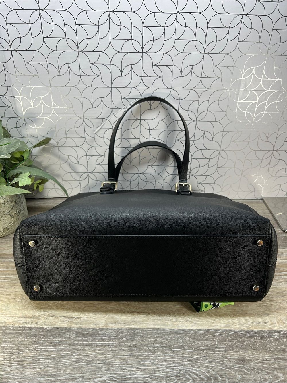 4648 Kate Spade Black Leather Tote Bag 265084648 - Picture 3 of 11